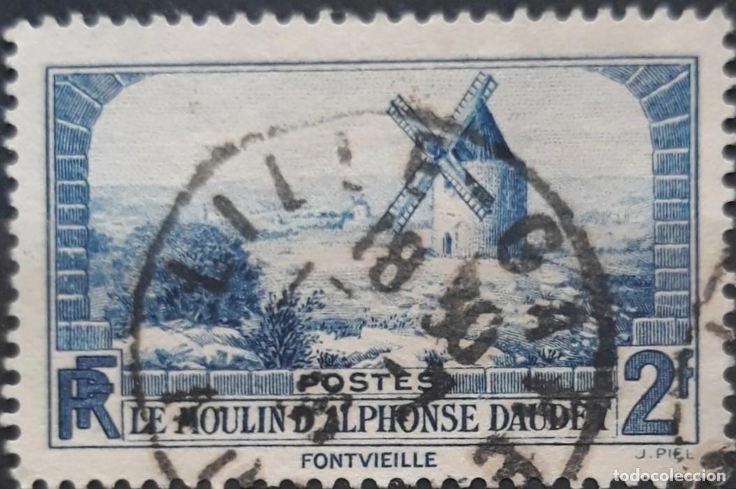 Sellos: FRANCIA 1936 El molino de Alphonse Daudet. Yvert N.⁰ 311. USADO.