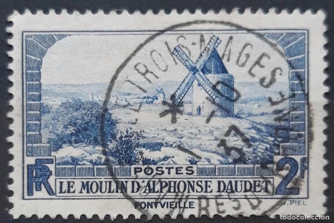 Sellos: FRANCIA 1936 El molino de Alphonse Daudet. Yvert N.⁰ 311. USADO.