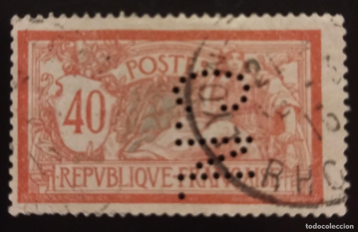 Sellos: FRANCIA 1900 Paz y Libertad. Yvert N.⁰ 119. PERFORADO - PERFIN. USADO.
