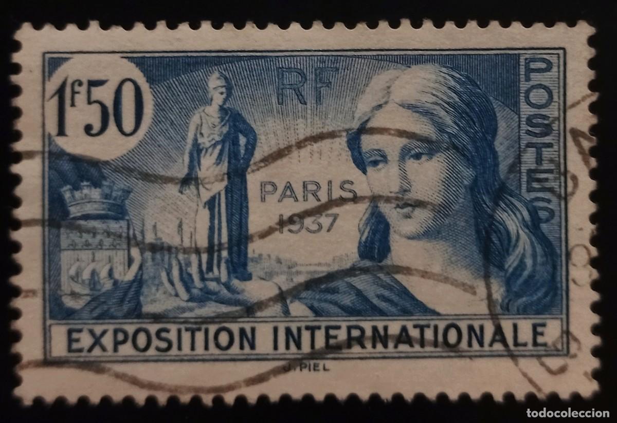 Sellos: FRANCIA 1937 Exposici&oacute;n universal. Par&iacute;s. Yvert N.⁰ 336. USADO.