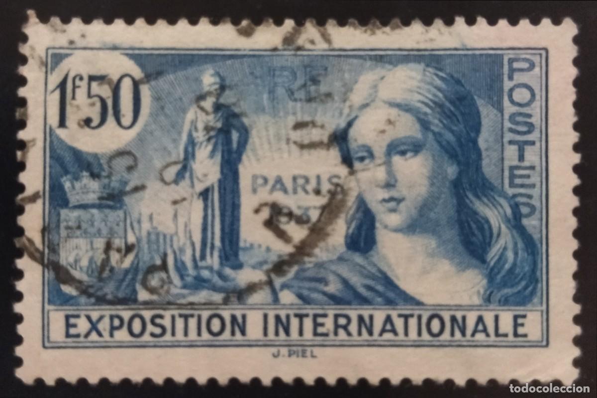 Sellos: FRANCIA 1937 Exposici&oacute;n universal. Par&iacute;s. Yvert N.⁰ 336. USADO.