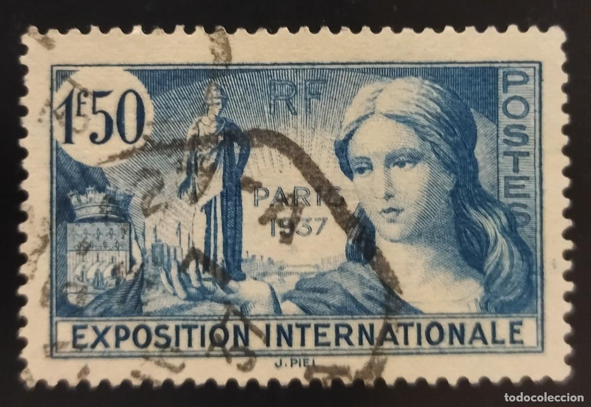 Sellos: FRANCIA 1937 Exposici&oacute;n universal. Par&iacute;s. Yvert N.⁰ 336. USADO.