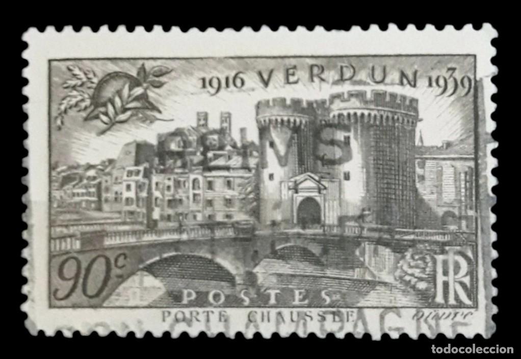 Sellos: FRANCIA 1939 XXIII Aniversario de la batalla de Verdun. USADO.