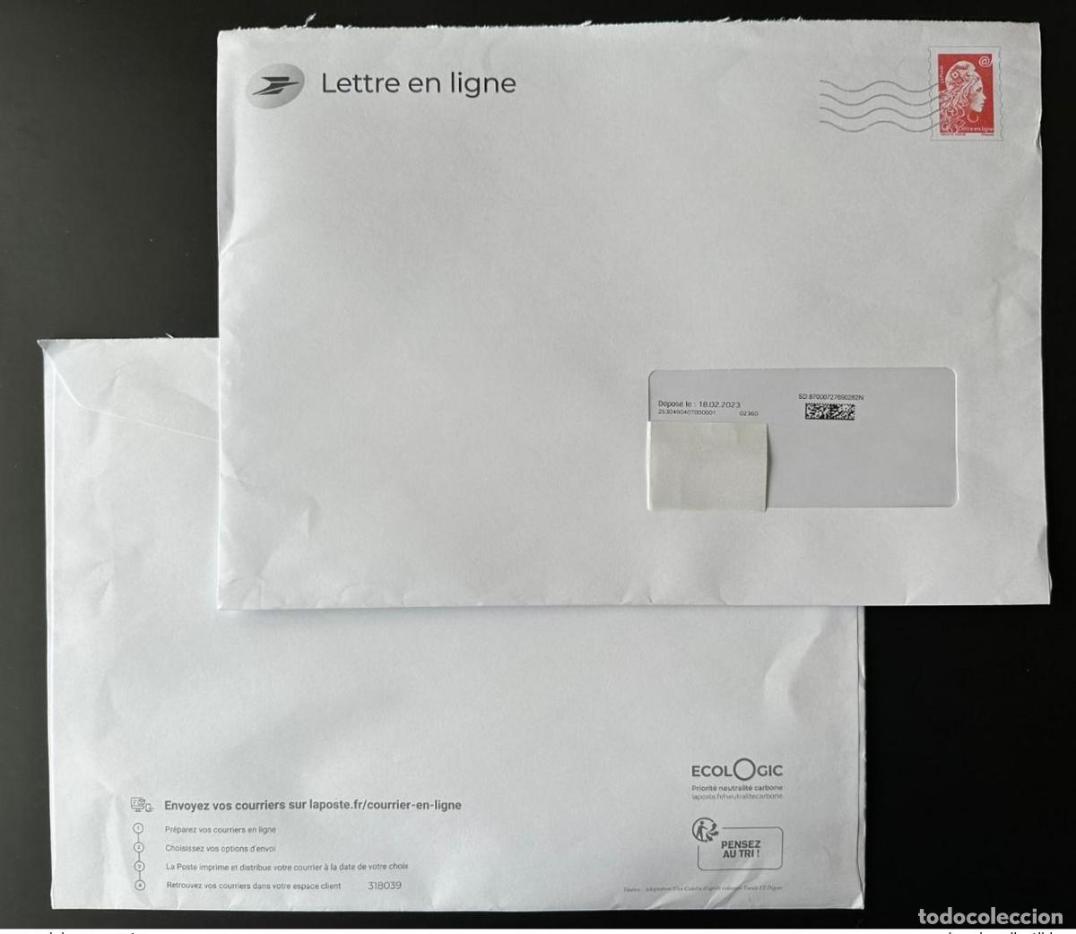 Sellos: Carta electr&oacute;nica PAP France 2023 roja Marianne L'Engag&eacute; Yz LARGE modelo 32 x 23 cm