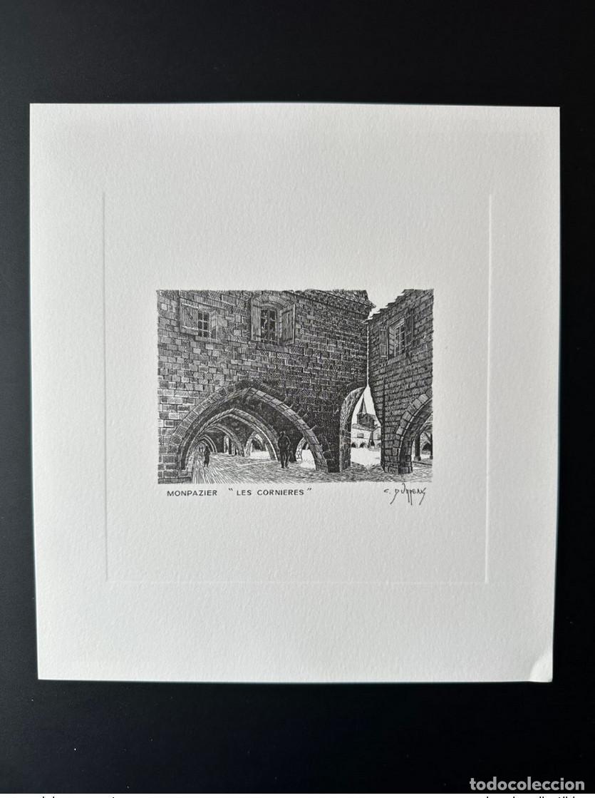 Sellos: Francia 1986 Prueba de grabado Claude Durrens Monpazier Les Corni&egrave;res ITVF 21 x 19