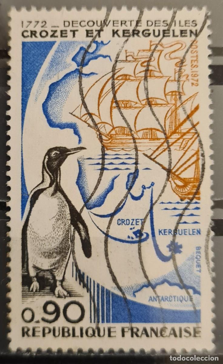 Sellos: Sello usado de Francia 1972: II Centenario del descubrimiento de las islas Crozet y Kerguelen