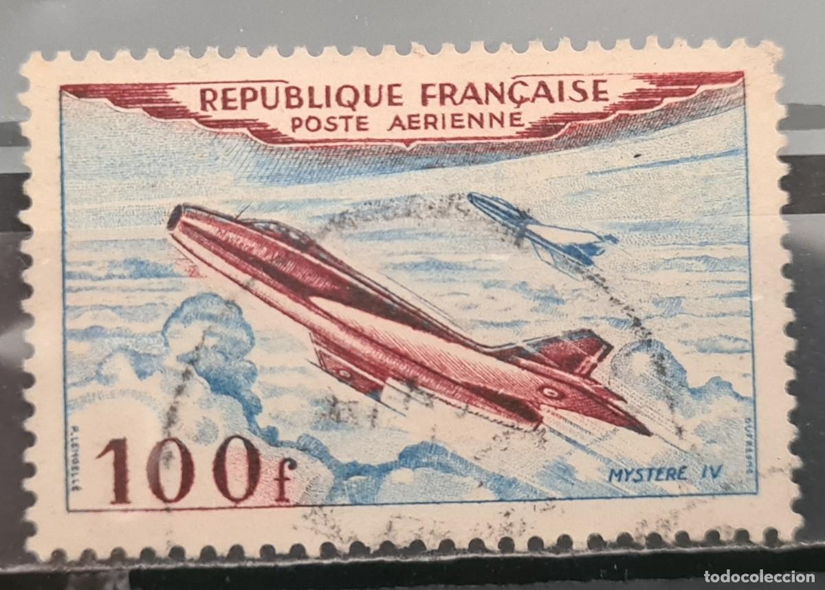 Sellos: Sello a&eacute;reo usado de Francia 1954: prototipos