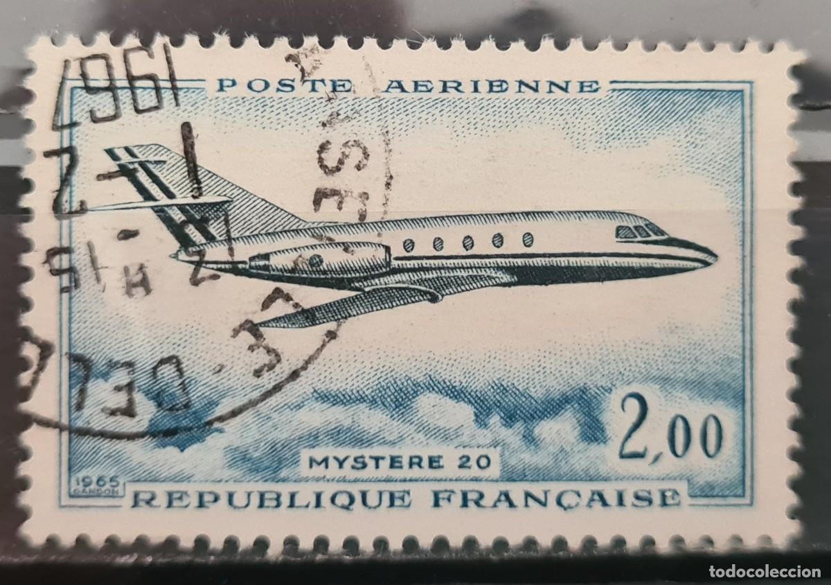 Sellos: Sello a&eacute;reo usado de Francia 1965: Myst&eacute;re 20