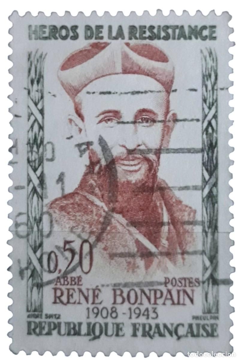 Sellos: FRANCIA 1960 H&eacute;roes de la resistencia. Ivert: 1252. USADO.