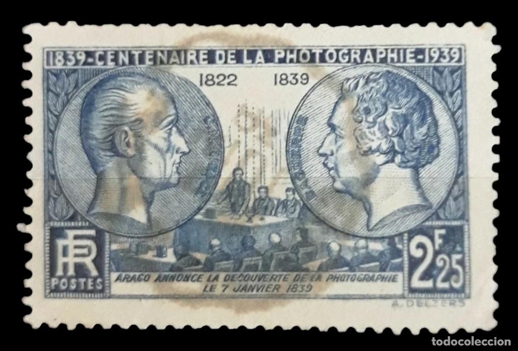 Sellos: FRANCIA 1939 Centenario de la fotograf&iacute;a. Ivert: 427. USADO