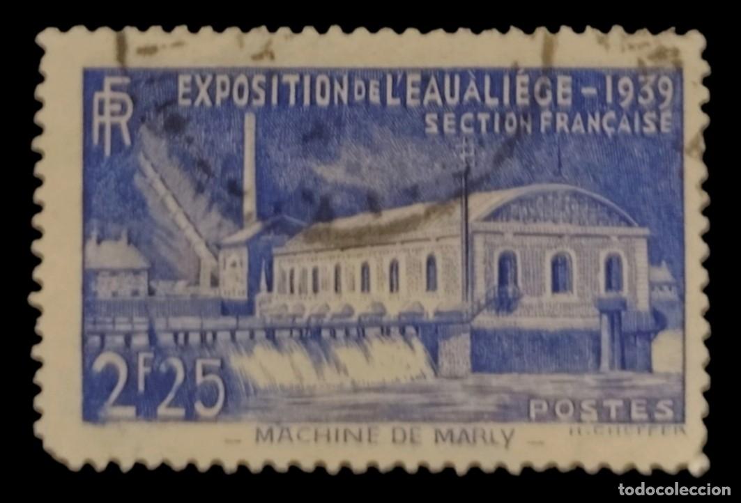 Sellos: FRANCIA 1939 Exposici&oacute;n del agua. Lieja. Ivert: 430. USADO.