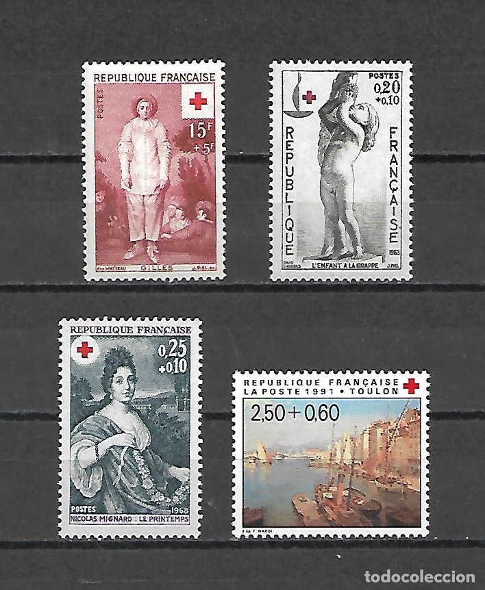 Sellos: CRUZ ROJA y pinturas de Francia. sellos a&ntilde;os 1956/91