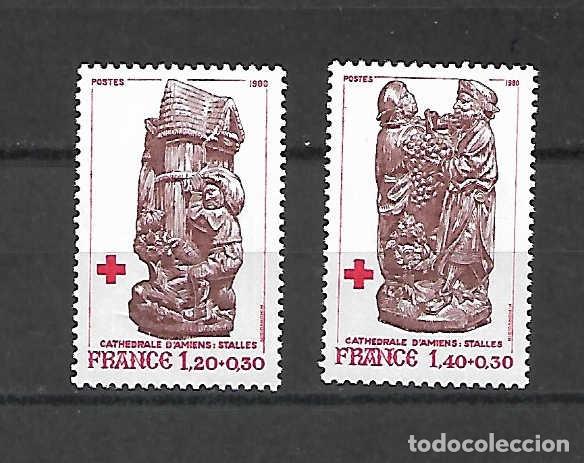 Sellos: CRUZ ROJA y esculturas de Francia. sellos a&ntilde;o 1980