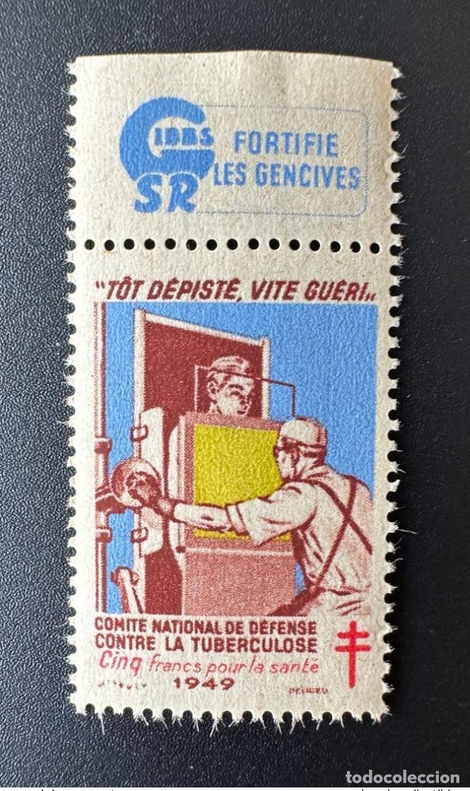 Sellos: Francia 1949 Medicamento antituberculoso Detectado tempranamente curado r&aacute;pidamente 5 francos para