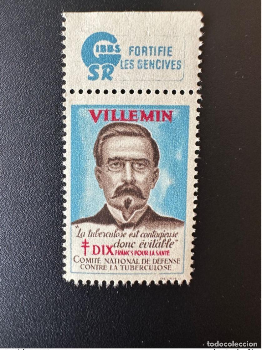 Sellos: Francia 1951 Villemin antituberculoso contagioso por lo tanto evitable 10 Francs Gibbs