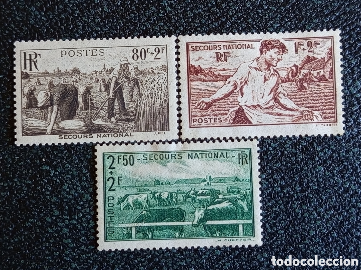 Sellos: Lote 3 Sellos Francia Secours National 1940 (Yvert 466/468) Nuevos MNH** y MH