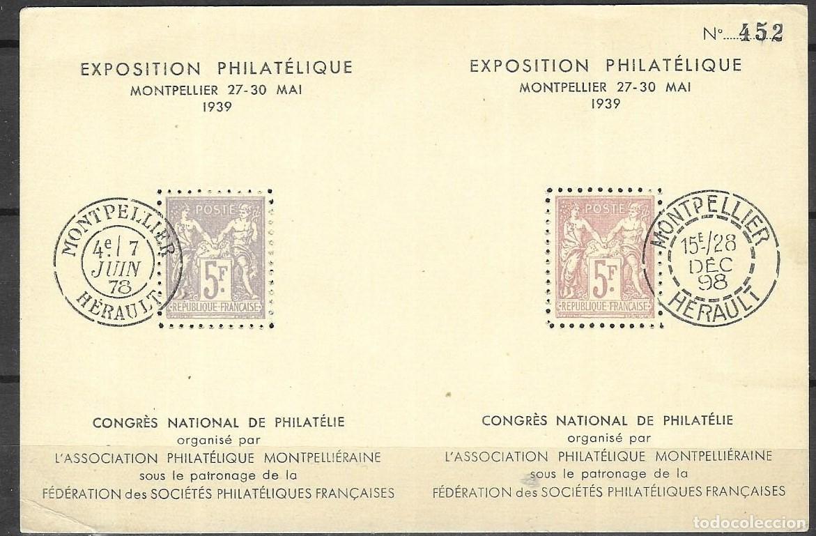 Sellos: Francia 1939 - Tarjeta Oficial Numerada Congreso Filat&eacute;lico de Montpellier