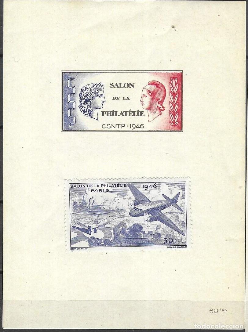 Sellos: Magn&iacute;fica hoja de recuerdo, Bloc-Feuillet original del &rdquo;Salon de la Philat&eacute;lie de Par&iacute;s&rdquo; a&ntilde;o 1946