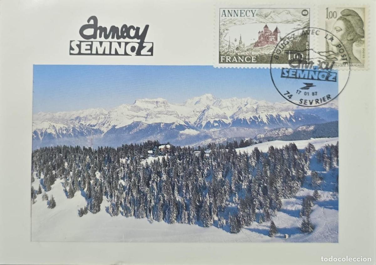Sellos: MI) 1987, FRANCE; SENT FROM SEVRIER, FRANCE, TO AN UNSPECIFIED DESTINATION; UNSEALED CARD; STAMP FEA