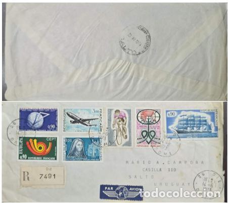 Sellos: MI) 1973 FRANCE, COVER SENT VIA REGULAR AIRMAIL FROM DR&Ocirc;ME TO SALTO, URUGUAY; FEATURES MULTIPLE STAM