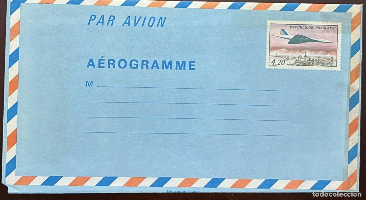 Sellos: TS) 1985 FRANCE, AEROGRAMME, WITH A SUPERSONIC CONCORDE AIRCRAFT,VF.