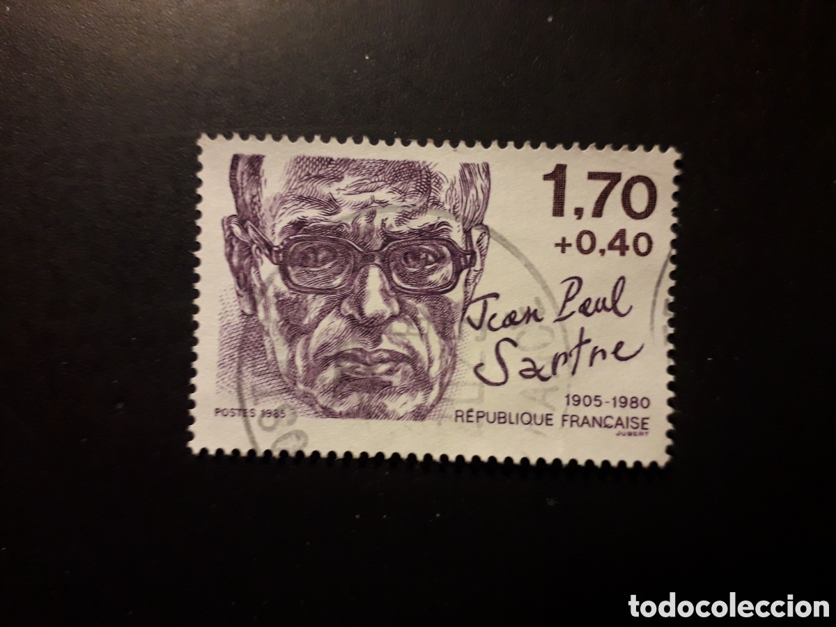Sellos: FRANCIA YVERT 2357 SELLO SUELTO USADO 1985 JEAN PAUL SARTRE LITERATURA PEDIDO M&Iacute;NIMO 3&euro;