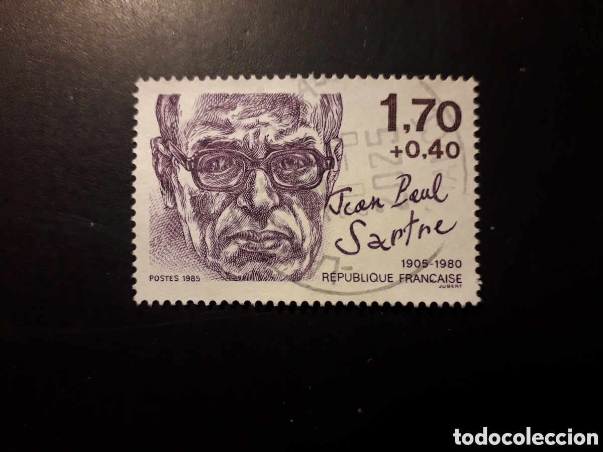Sellos: FRANCIA YVERT 2357 SELLO SUELTO USADO 1985 JEAN PAUL SARTRE LITERATURA PEDIDO M&Iacute;NIMO 3&euro;