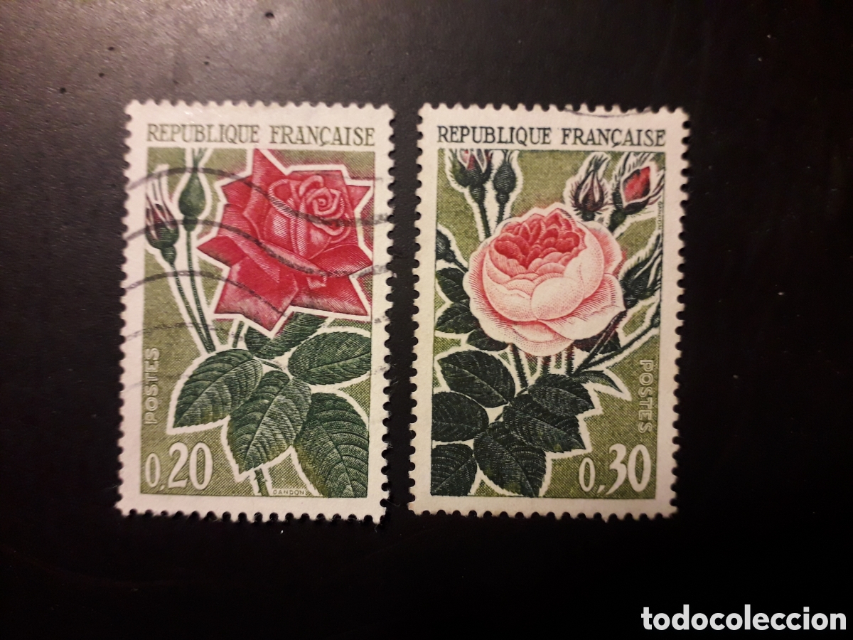 Sellos: FRANCIA YVERT 1356/7 SERIE COMPLETA USADA 1962 FLORA, FLORES ROSAS PEDIDO M&Iacute;NIMO 3&euro;