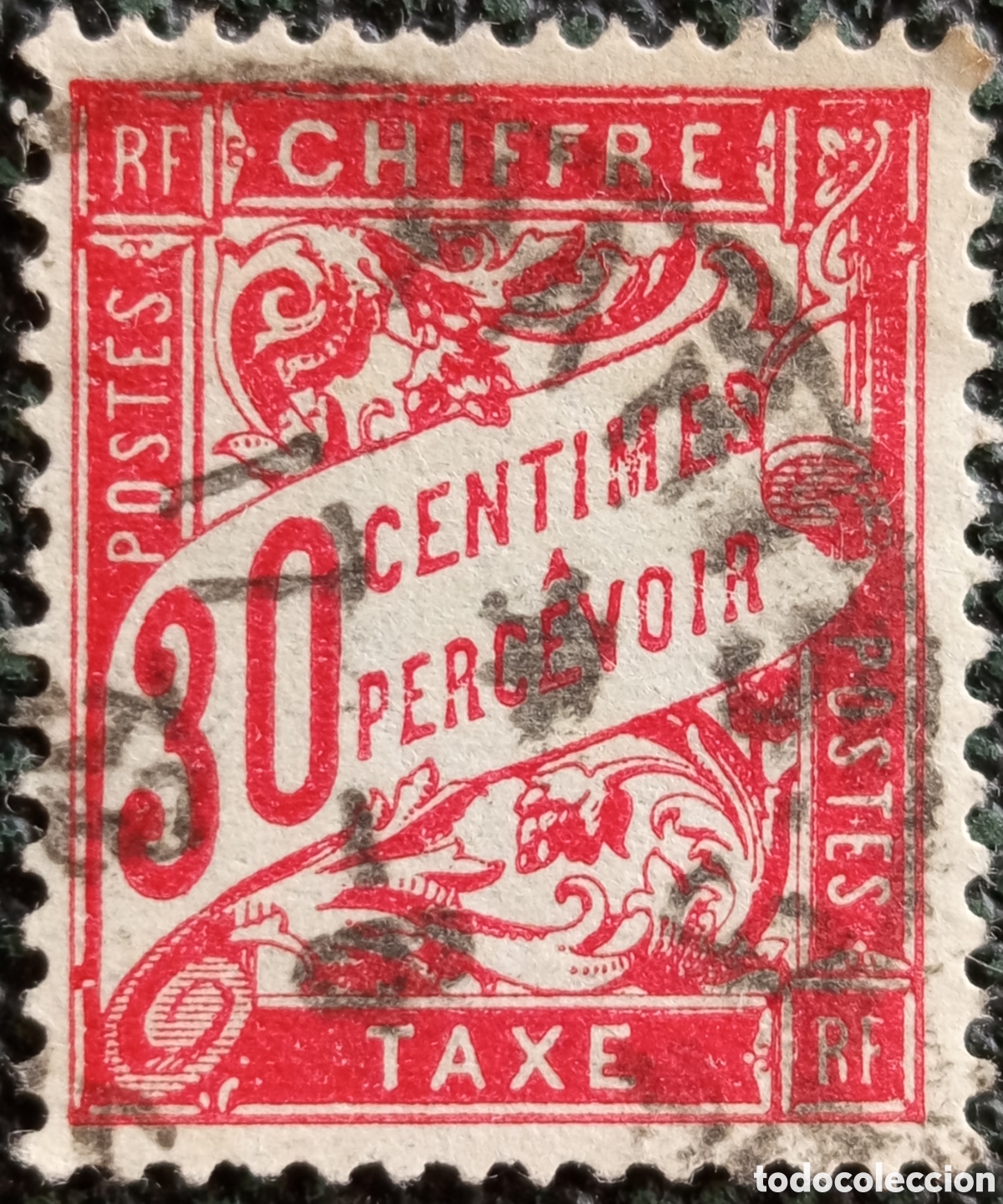 Sellos: Sello Francia Tasa Postal Chiffre Taxe 30c Rojo Intenso Usado Matasellado