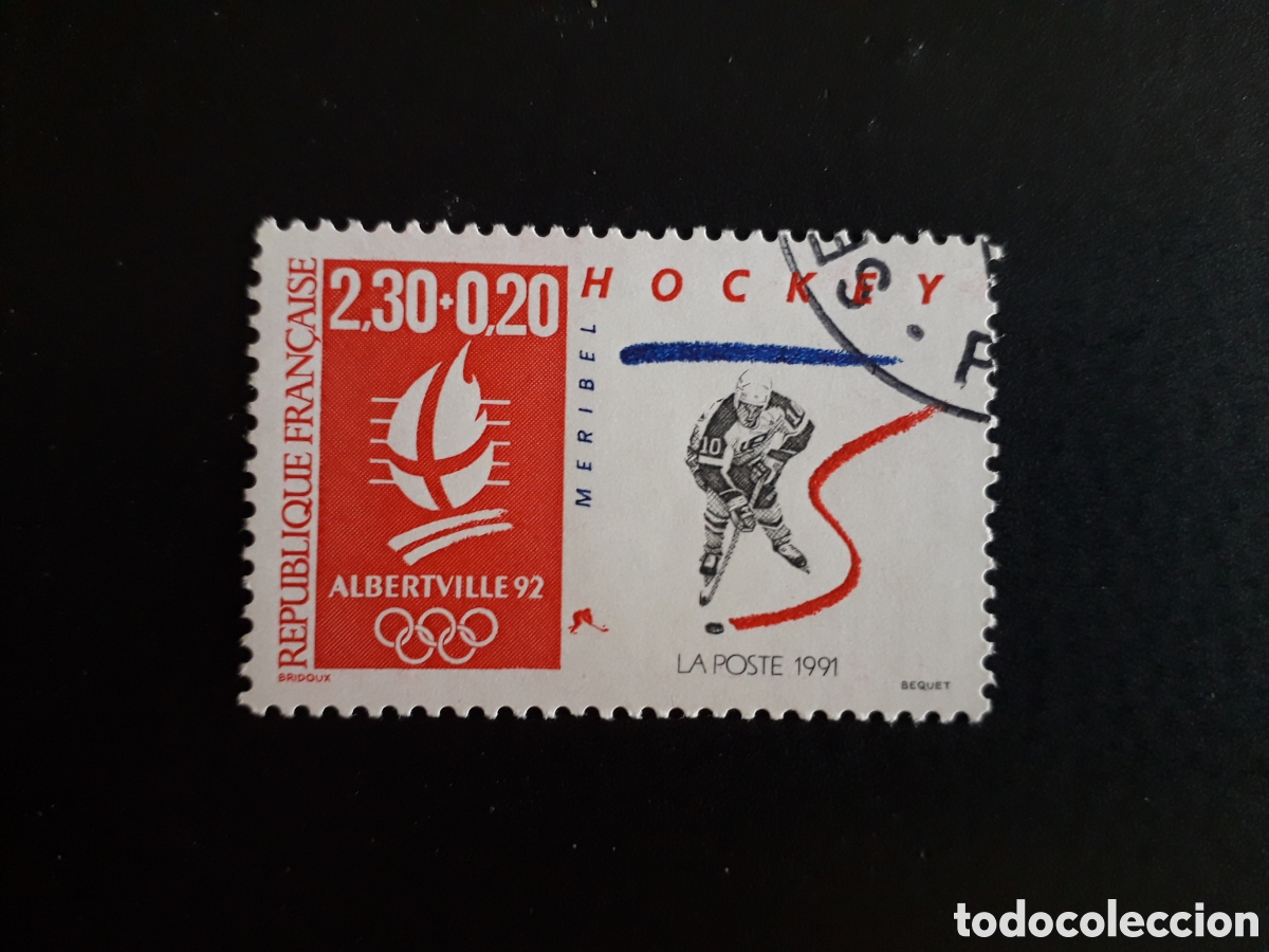Sellos: FRANCIA YVERT 2676 SELLO SUELTO USADO 1991 ALBERVILLE 92 DEPORTES HOCKEY PEDIDO M&Iacute;NIMO 3&euro;