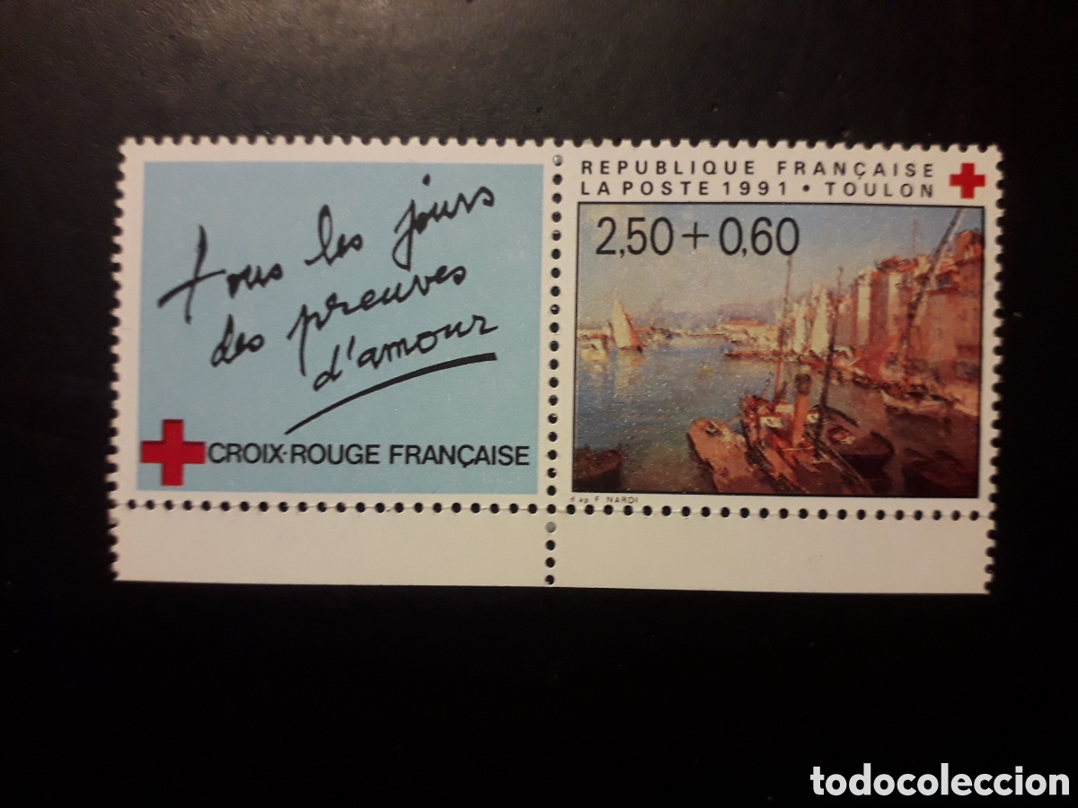 Sellos: FRANCIA YVERT 2733 CON BANDELETA, SERIE CTA NUEVA *** 1991 CRUZ ROJA PUERTO TOULON PEDIDO M&Iacute;NIMO 3&euro;