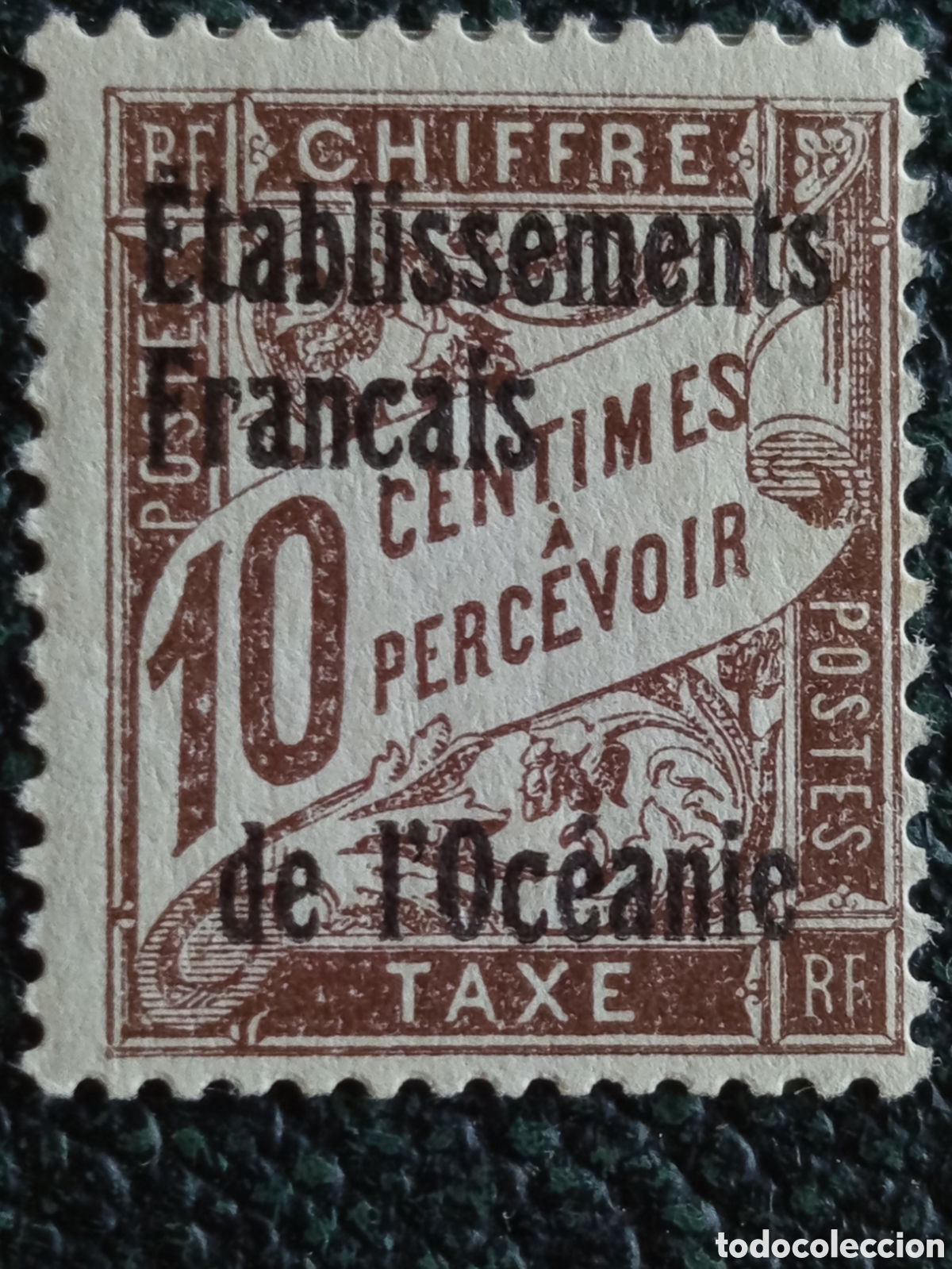 Sellos: Sello Ocean&iacute;a Francesa 1915 Tasa 10c Sobrecarga Yvert 16 Scott J16 MH