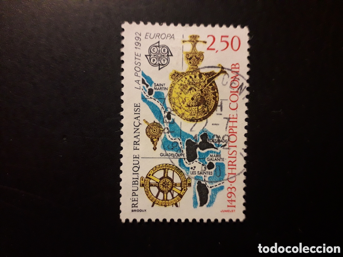 Sellos: FRANCIA YVERT 2755 SELLO SUELTO USADO 1992 EUROPA CEPT 500 DESCUBRIMIENTO AM&Eacute;RICA PEDIDO M&Iacute;NIMO 3&euro;