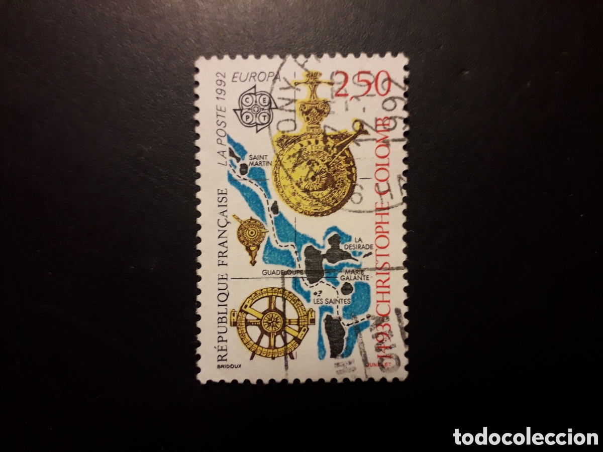 Sellos: FRANCIA YVERT 2755 SELLO SUELTO USADO 1992 EUROPA CEPT 500 DESCUBRIMIENTO AM&Eacute;RICA PEDIDO M&Iacute;NIMO 3&euro;