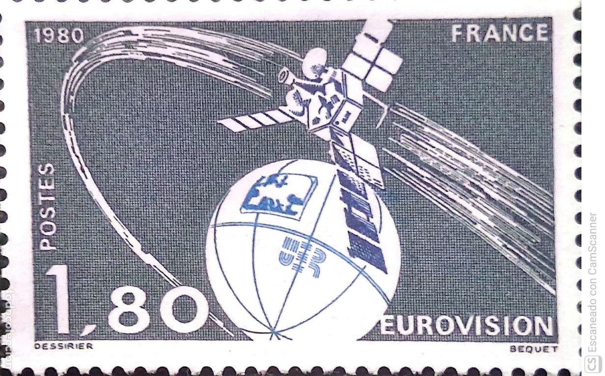 Sellos: Francia. 2073 Eurovisi&oacute;n. 1980. Sellos nuevos y numeraci&oacute;n Yvert