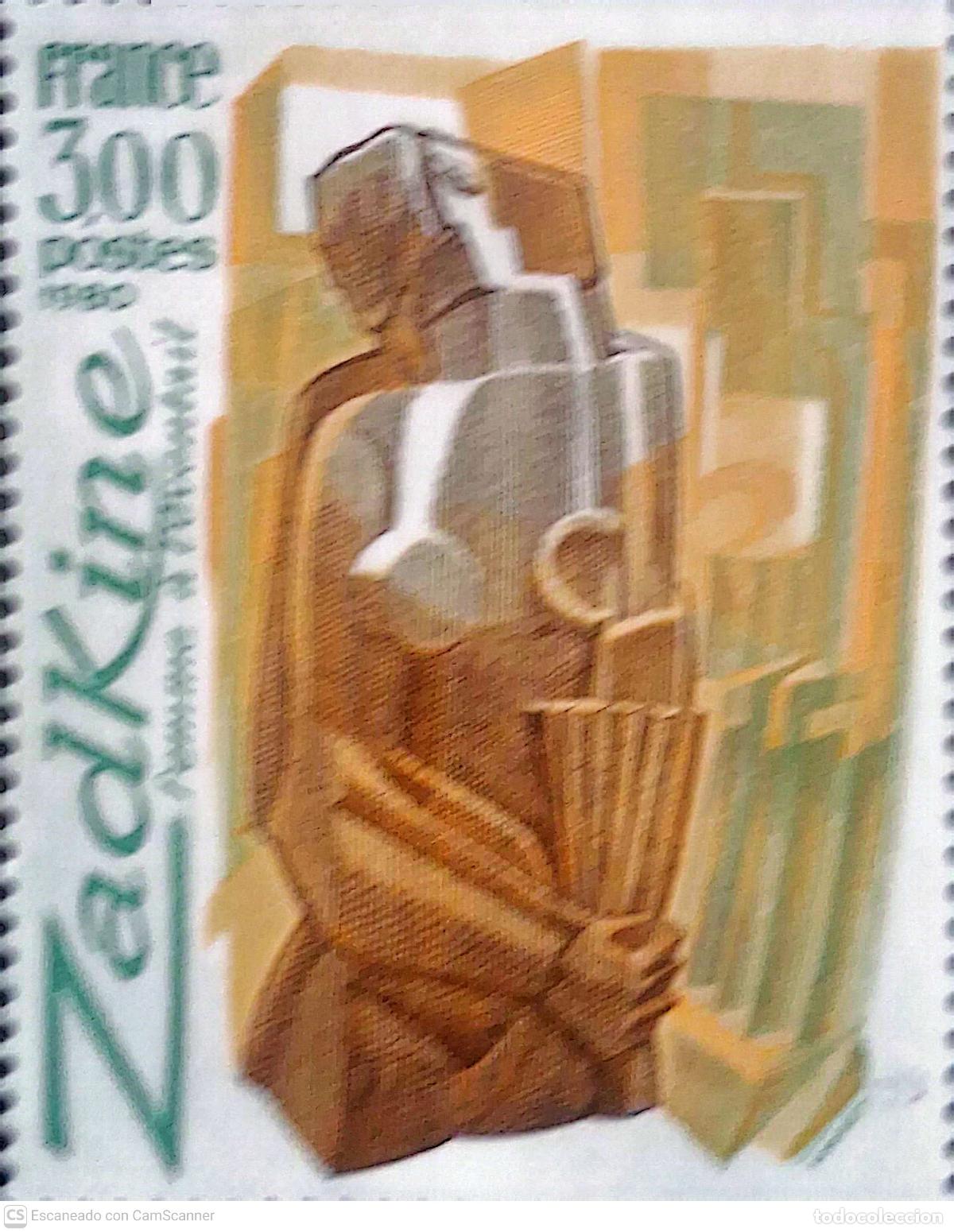 Sellos: Francia. 2074 Arte: Mujer con abanico de Zadkine. 1980. Sellos nuevos y numeraci&oacute;n Yvert