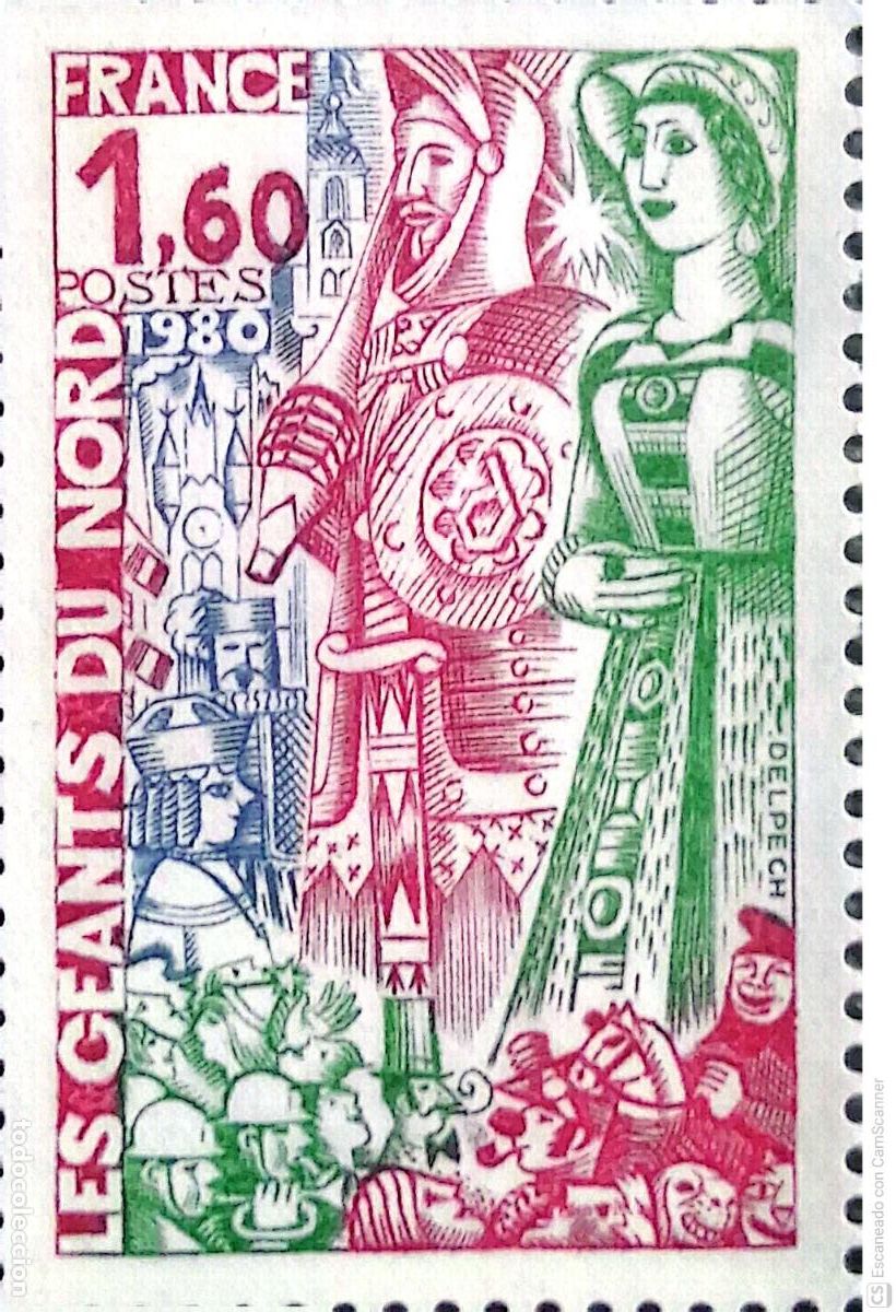 Sellos: Francia. 2076 Los Gigantes del Norte. 1980. ﻿Sellos nuevos y numeraci&oacute;n Yvert