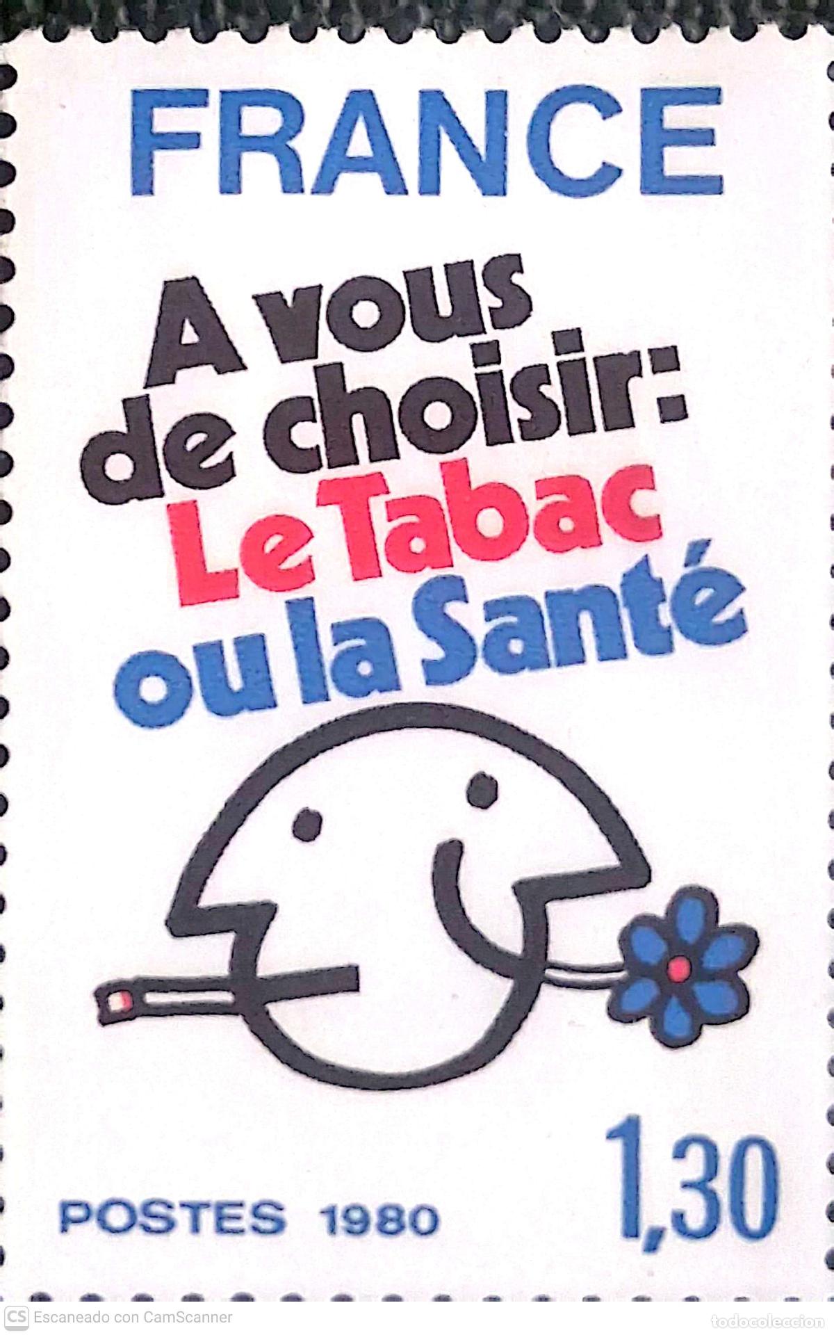 Sellos: Francia. 2080 Lucha contra el tabaco. 1980. ﻿Sellos nuevos y numeraci&oacute;n Yvert