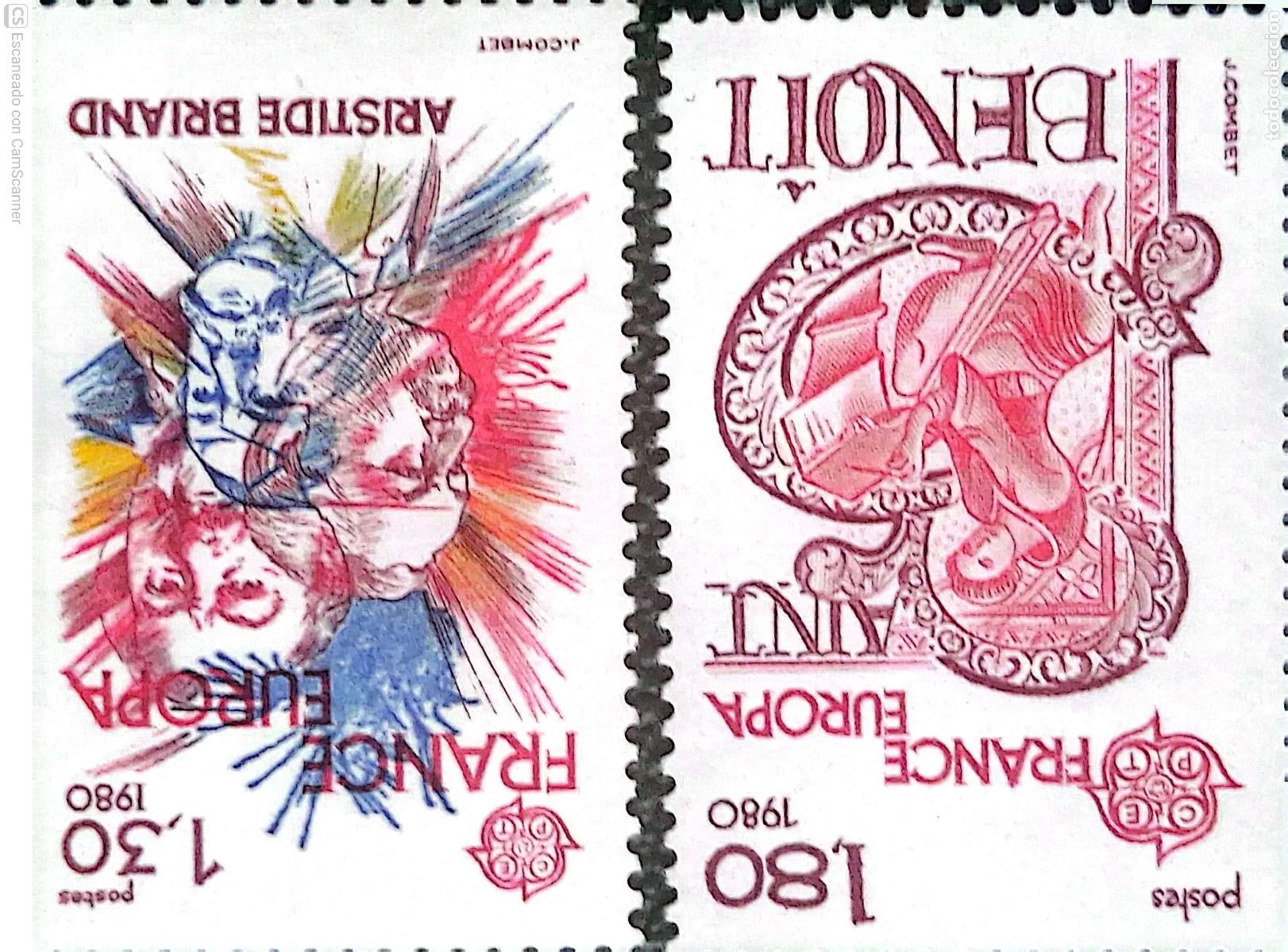 Sellos: Francia. 2085/86 Europa: Personajes: Aristide Briand y San Benito. 1980. Sellos nuevos y numeraci&oacute;