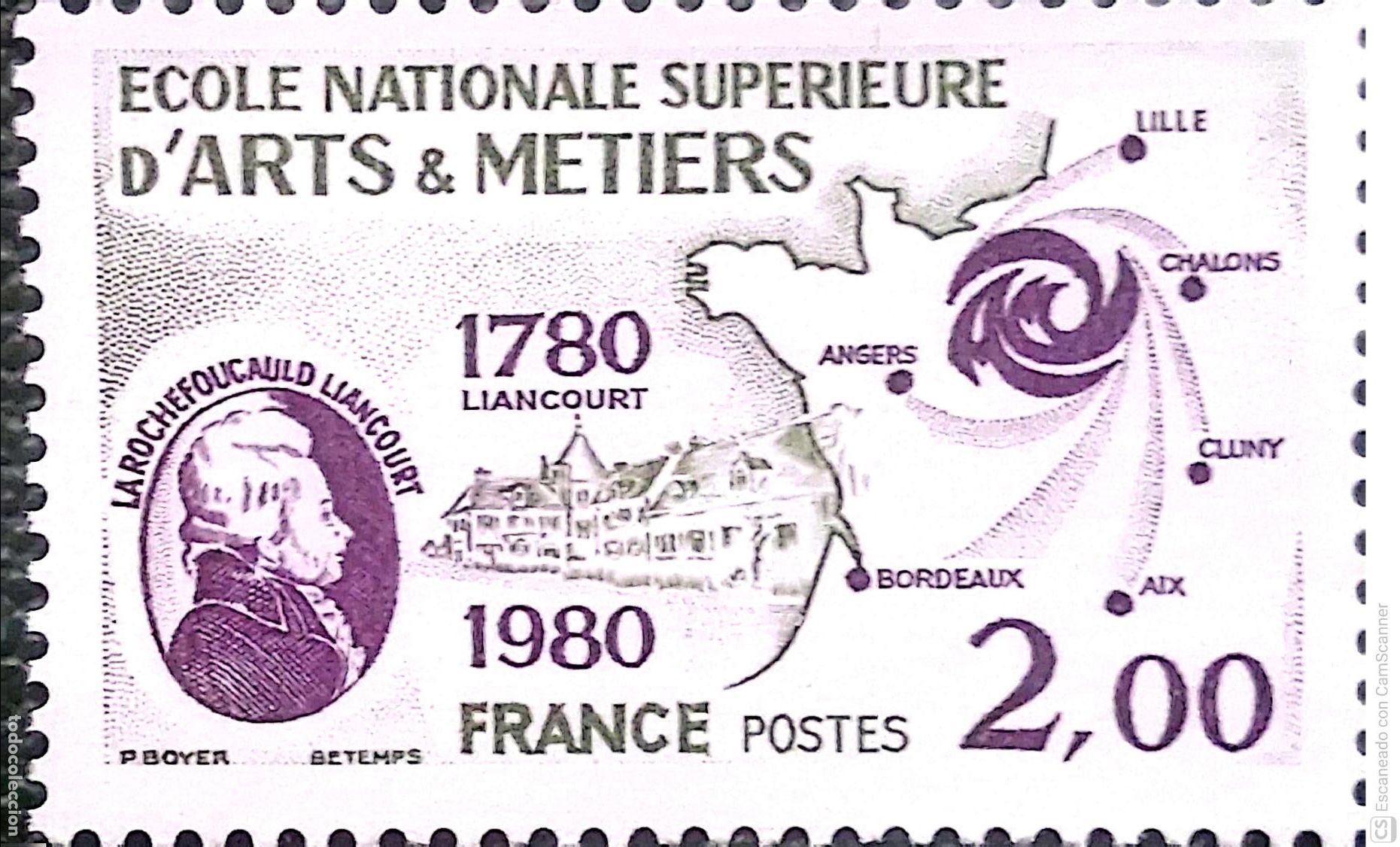 Sellos: Francia. 2087 Escuela Superior de Artes y Oficios. 1980. ﻿Sellos nuevos y numeraci&oacute;n Yvert