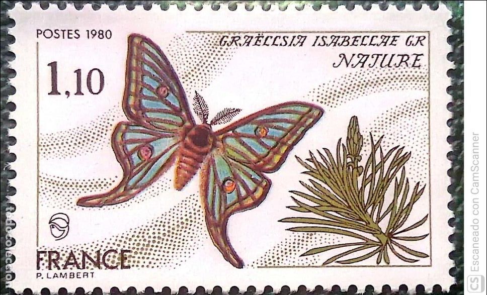 Sellos: Francia. 2089 Naturaleza: Mariposa (Graellsia isabellae). 1980. ﻿Sellos nuevos y numeraci&oacute;n Yvert