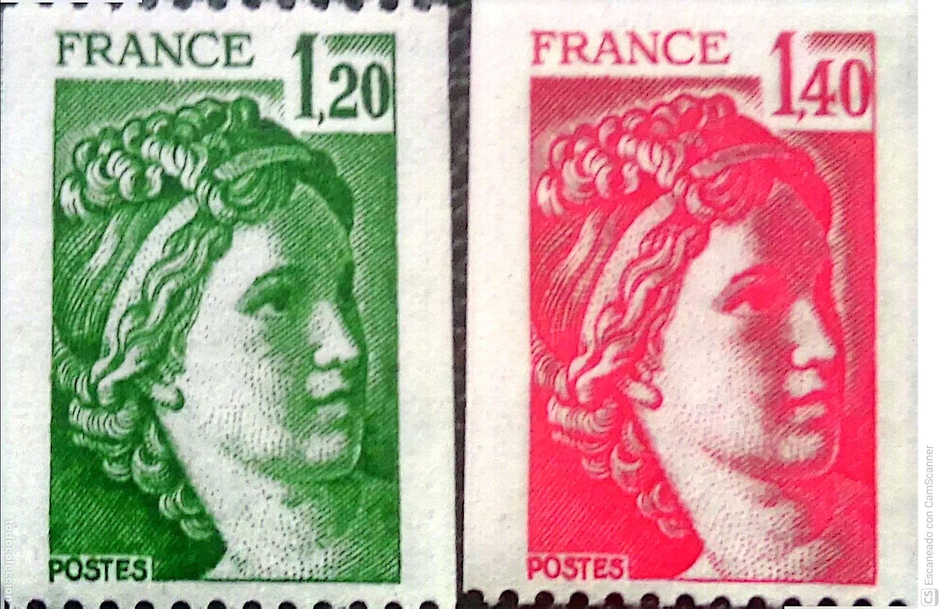 Sellos: Francia. 2103/04 Sabina, procedente de rollo. 1980. ﻿Sellos nuevos y numeraci&oacute;n Yvert.