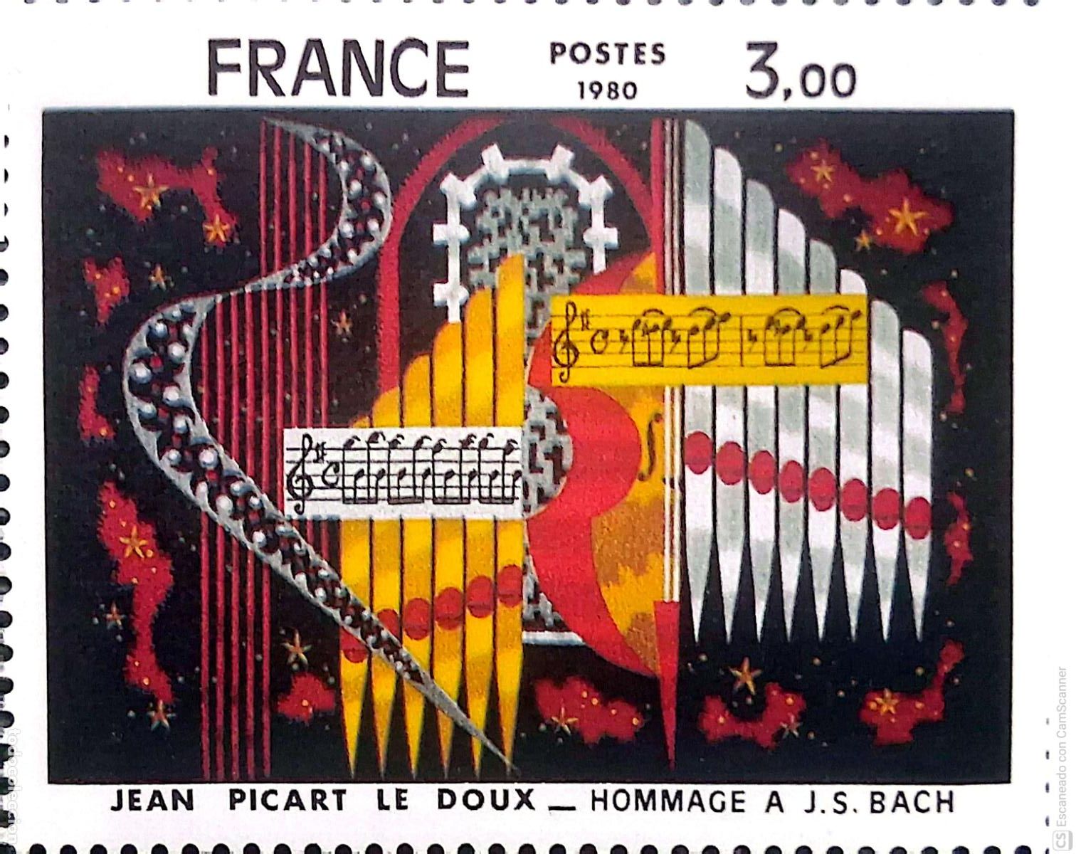 Sellos: Francia. 2107 Serie art&iacute;stica: Homenaje a J.S. Bac, tapiz de Jean Picart Le Doux. 1980. ﻿Sellos nu