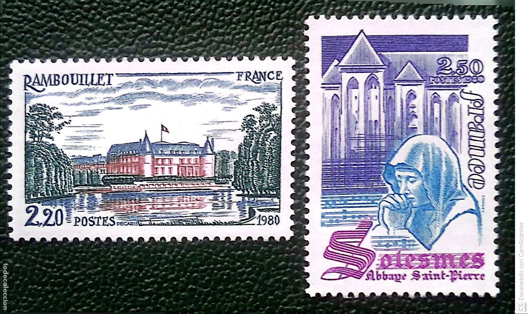 Sellos: Francia. 2111/12 Serie tur&iacute;stica: El castillo de Rambouillet y La Abad&iacute;a de Saint-Pierre de Solesme