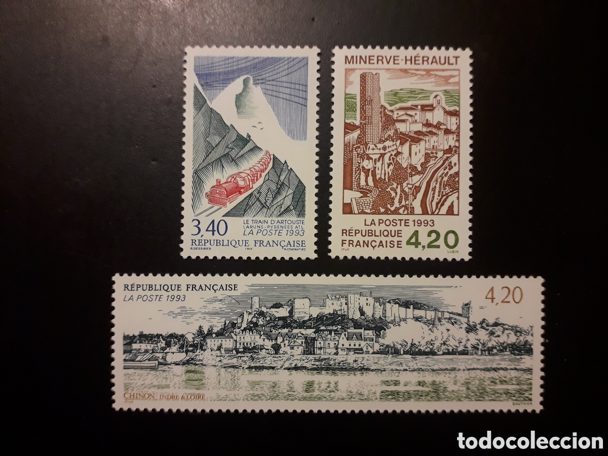 Sellos: FRANCIA YVERT 2816/8 SERIE COMPLETA NUEVA *** 1993 TURISMO, TREN, MINERVE, CHINON PEDIDO M&Iacute;NIMO 3&euro;