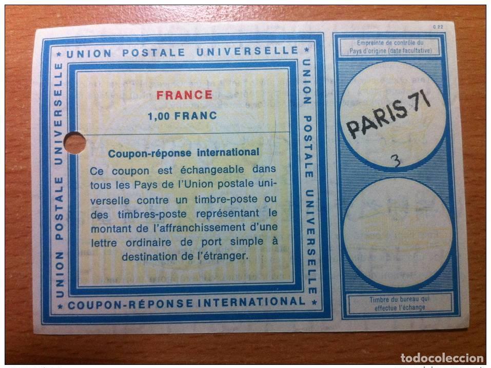 Sellos: Francia Par&iacute;s 71 UPU Uni&oacute;n Postal CUP&Oacute;N-RESPUESTA INTERNACIONAL C22