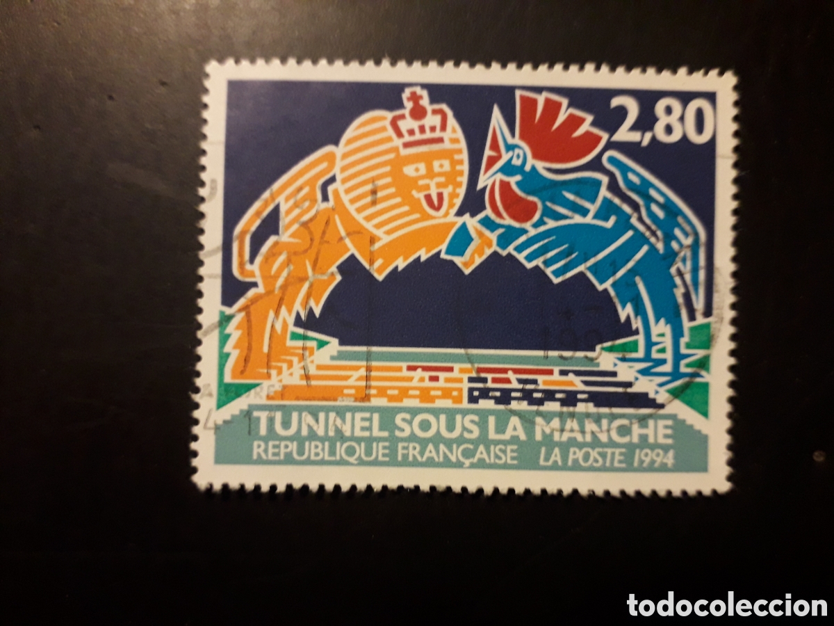 Sellos: FRANCIA YVERT 2880 SELLO SUELTO USADO 1994 INAUGURACI&Oacute;N T&Uacute;NEL DE LA MANCHA PEDIDO M&Iacute;NIMO 3&euro;