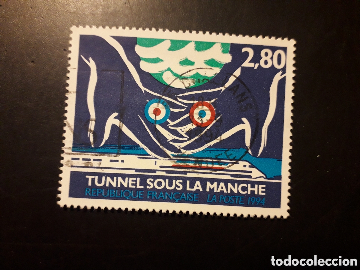Sellos: FRANCIA YVERT 2881 SELLO SUELTO USADO 1994 INAUGURACI&Oacute;N T&Uacute;NEL DE LA MANCHA, MANOS PEDIDO M&Iacute;NIMO 3&euro;