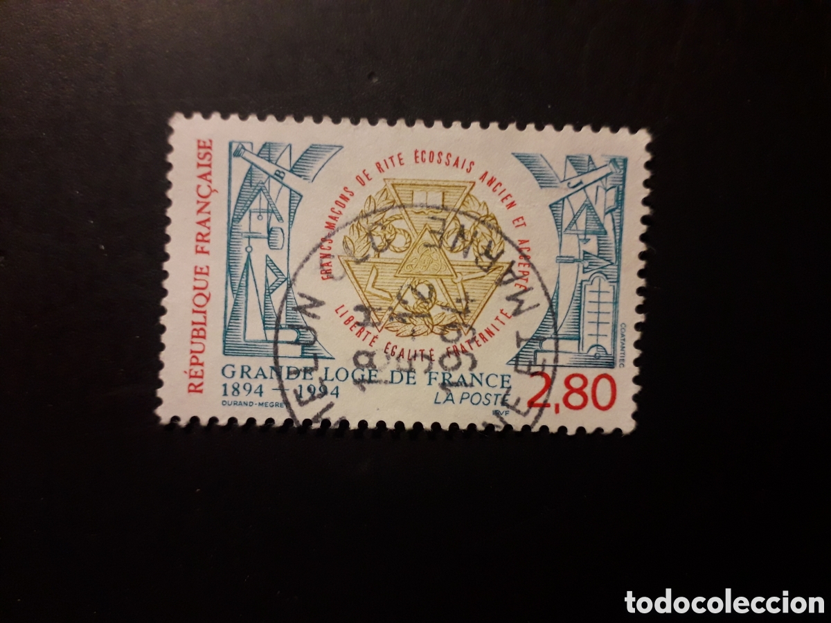 Sellos: FRANCIA YVERT 2912 SERIE COMPLETA USADA 1994 MASONER&Iacute;A, GRAN LOGIA DE FRANCIA PEDIDO M&Iacute;NIMO 3&euro;