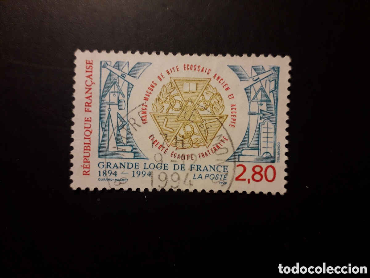Sellos: FRANCIA YVERT 2912 SERIE COMPLETA USADA 1994 MASONER&Iacute;A, GRAN LOGIA DE FRANCIA PEDIDO M&Iacute;NIMO 3&euro;